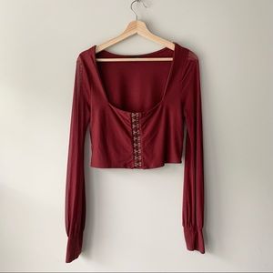 LA Hearts Long Sleeve Crop Top